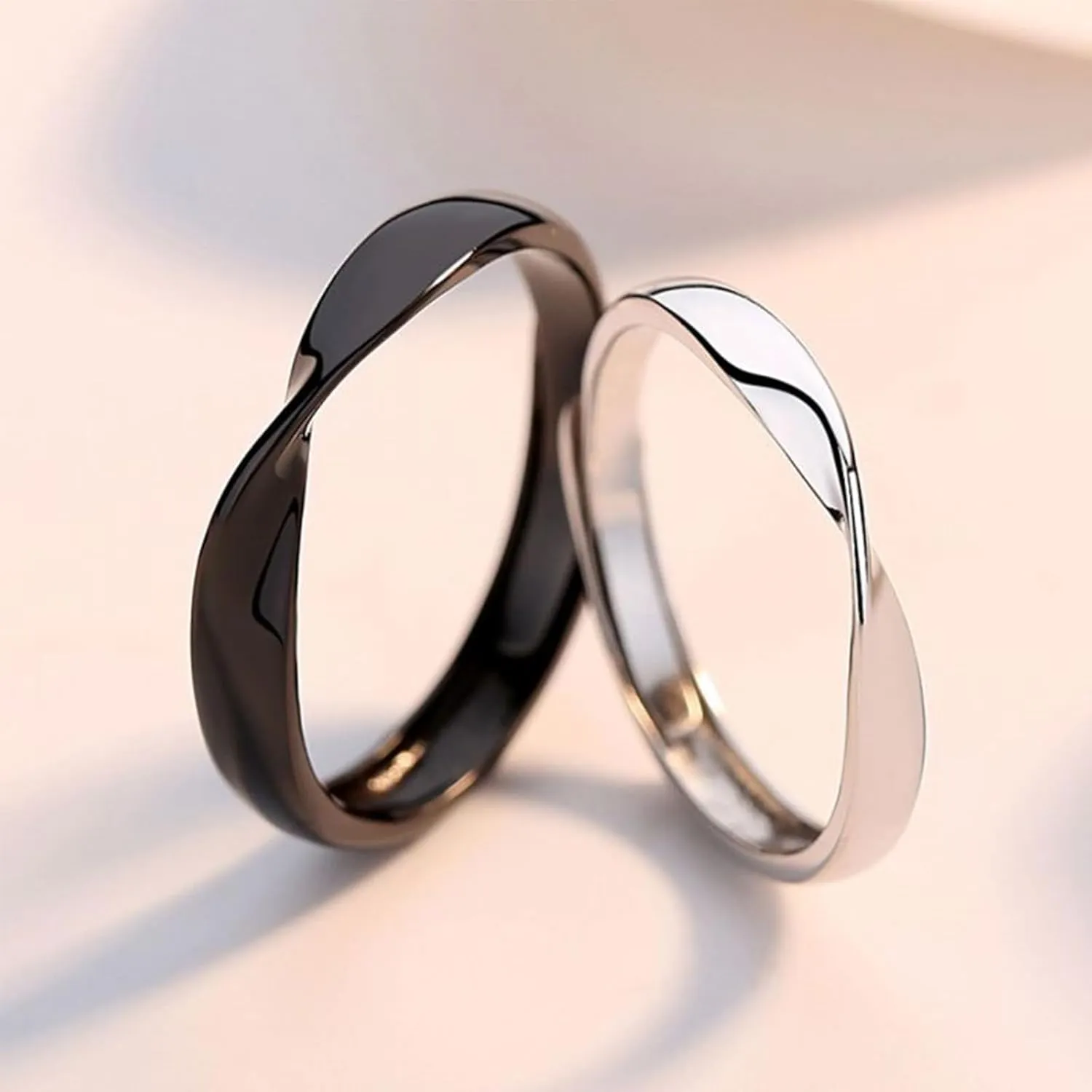 Gnoce Matching Rings for Couples Wedding Rings Adjustable 925 Sterling Silver Matching Wedding Bands Ring Sets for Women Men Valentines Day Love Gift Promise Anniversary Rings with Gift Box, Adjustable, Set of 2