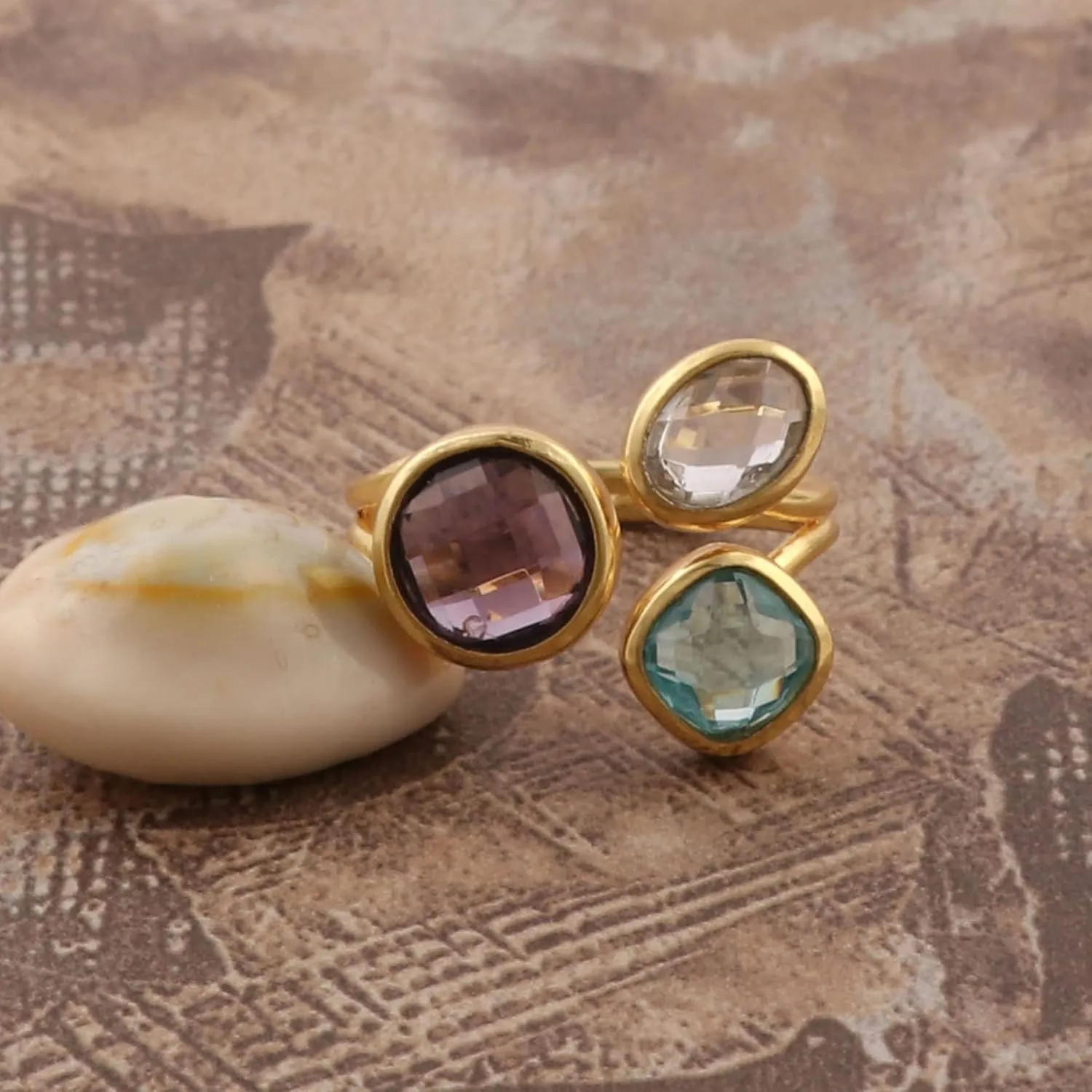 Gold Adjustable Ring Jewelry | Emerald Quartz Gemstone Rings | Round/Cushion/Oval Shape Rings | Engagement Rings 1758 1