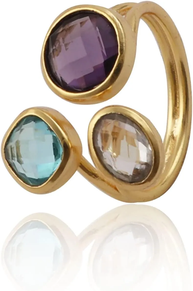 Gold Adjustable Ring Jewelry | Emerald Quartz Gemstone Rings | Round/Cushion/Oval Shape Rings | Engagement Rings 1758 1