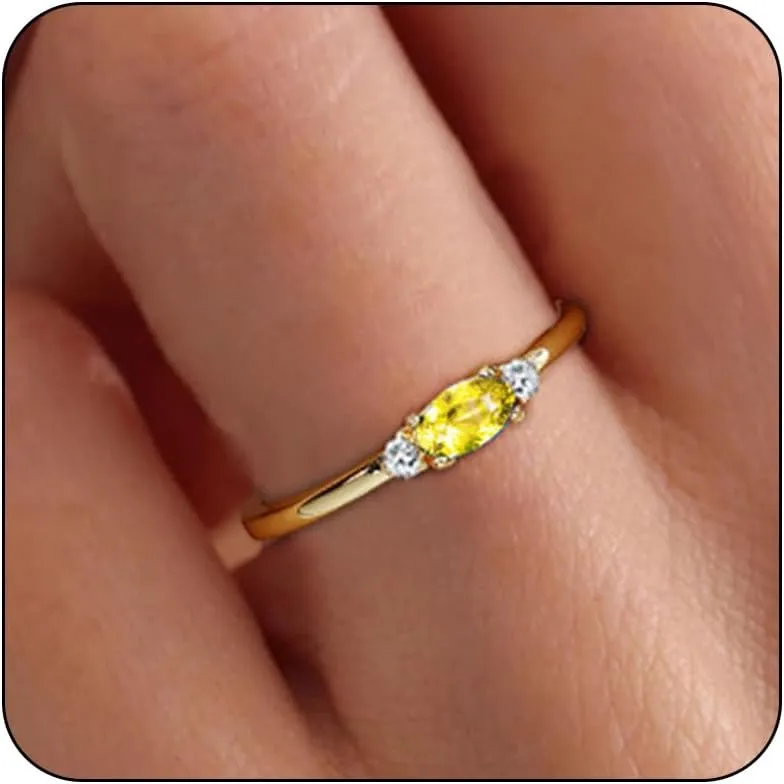 Gold Birthstone Rings for Women Mother Dainty Stackable Gold Rings Non Tarnish Thumb 14k Gold Plated CZ Emerald Green Gemstone Ring Jewelry Birthday Gift for Mom Daughter Band Size 6-11