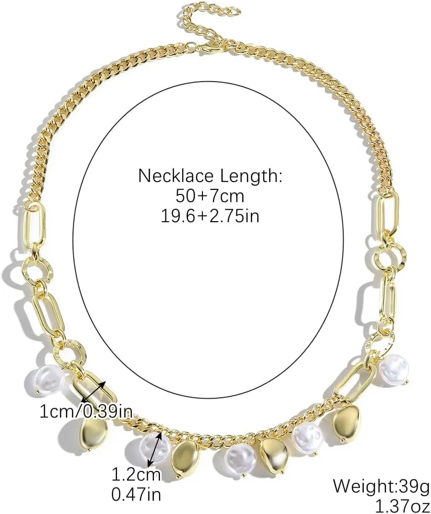 Gold Charm Necklaces for Women Pearl Choker Necklace Pendant Necklace Boho Charm Necklaces Beach Necklace Jewelry for Women Summer Jewelry Waterproof