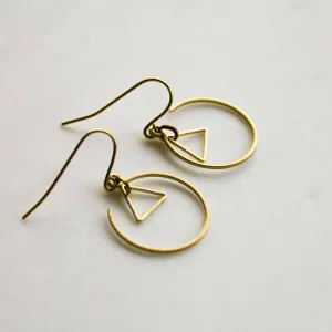 Gold Circle Triangle Earrings Gold Circle Triangle Earrings