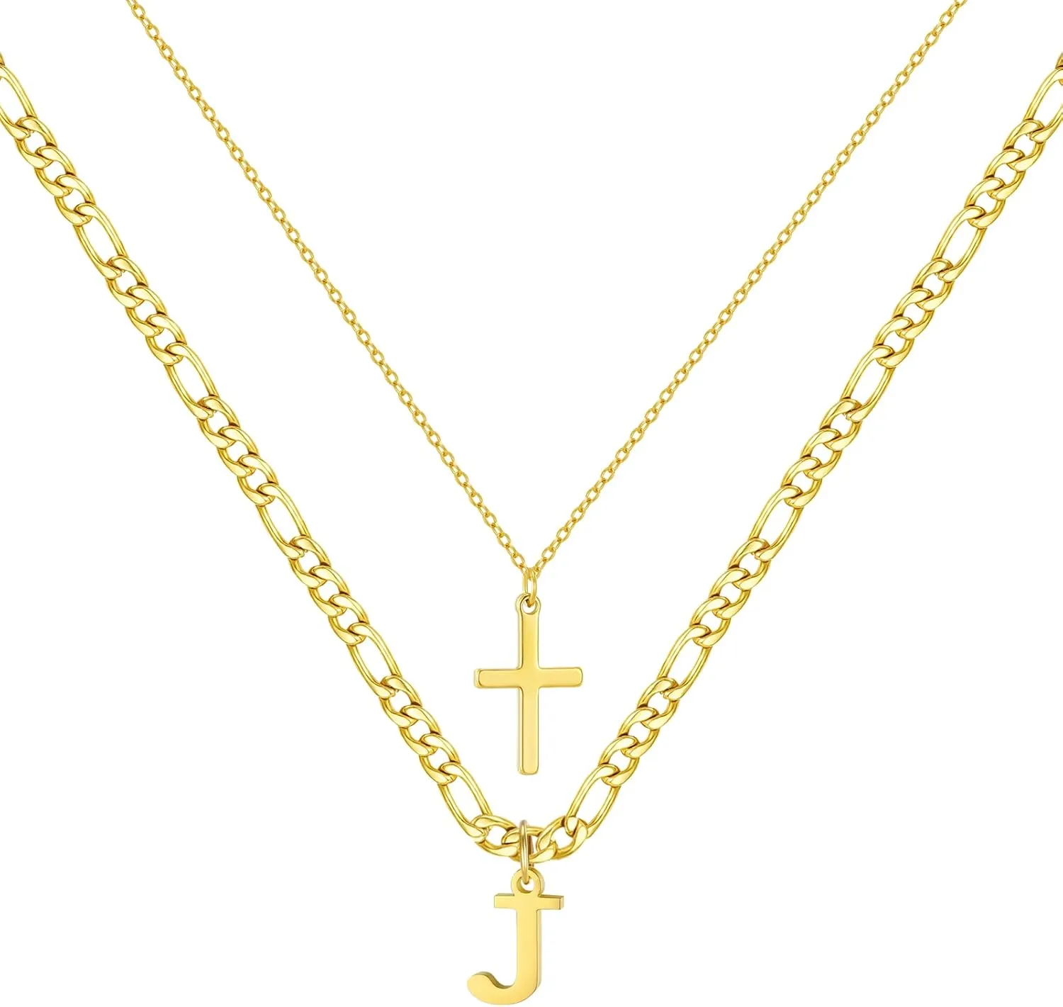 Gold Layered Initial Cross Necklaces For Women,14K Gold Plated Letter Necklace ,Gold Cross Pendant Choker Necklace,Trendy Cute Personalized Monogram Name Necklace ,Gold Jewelry Necklace for Women Gift