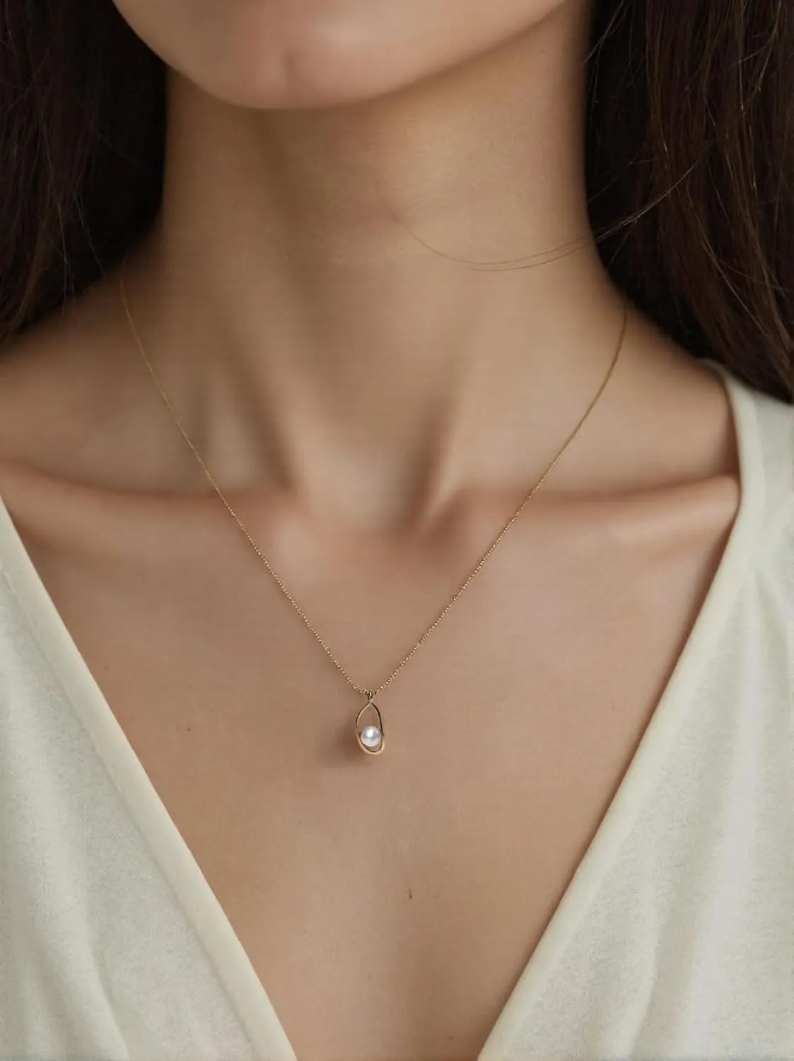 Gold Pearl Necklace, 14k Gold Plate Silver Freshwater Pearl Necklaces Geniune Pearl Jewelry for Women Anniversary Mother's Day