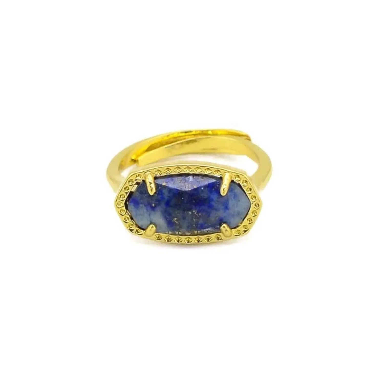 Gold Plated Adjustable Created Opal Rings | Stacking Rings | Gold Rings for Women (Jewel Blue)