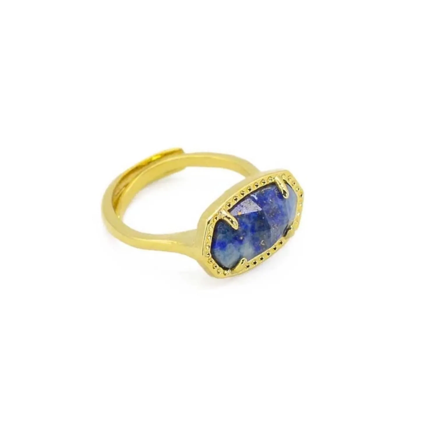 Gold Plated Adjustable Created Opal Rings | Stacking Rings | Gold Rings for Women (Jewel Blue)