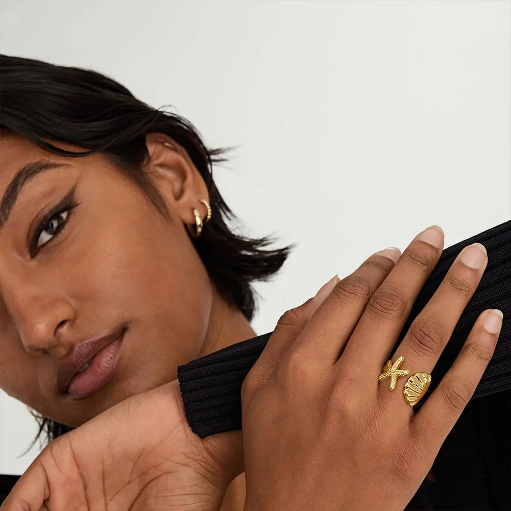 Gold Rings For Women Chunky Gold Starfish Conch Statment Rings Adjustable Open Rings Large Band Rings