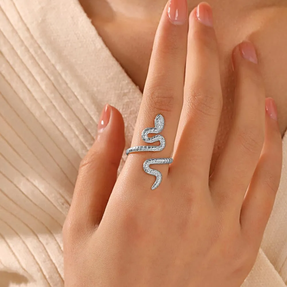 Gold Rings That Don't Tarnish Adjustable 18K Gold Statement Rings for Women Heart Infinity Leaf Flower Snake Ring Silver Rings Dainty Stackable Rings Chunky Rings