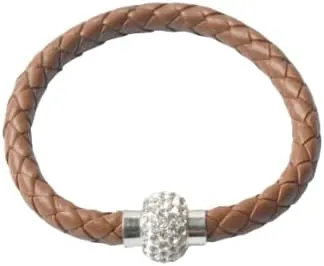 handmade beaded bracelet, suitable for both men and women, PU leather rope woven bracelet, couple bracelet (brown)