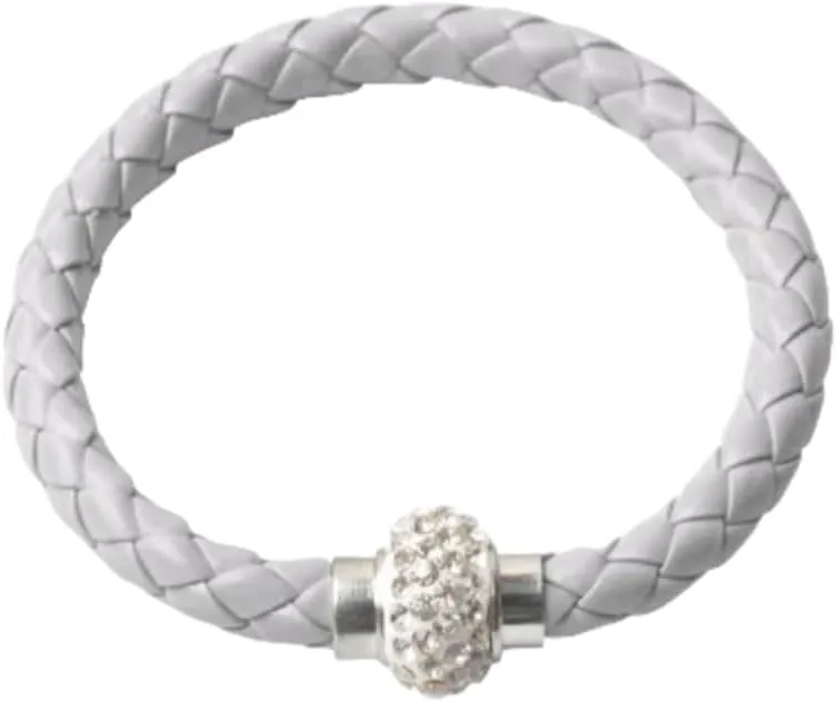 handmade beaded bracelet, suitable for both men and women, PU leather rope woven bracelet, couple bracelet (gray)