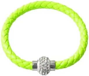 handmade beaded bracelet, suitable for both men and women, PU leather rope woven bracelet for couples (light green)