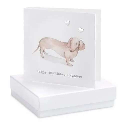 Happy Birthday Sausage Designer Card With Heart Earrings by Crumble and Core