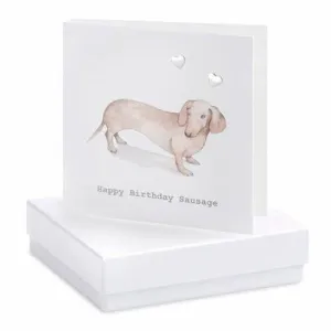 Happy Birthday Sausage Designer Card With Heart Earrings by Crumble and Core