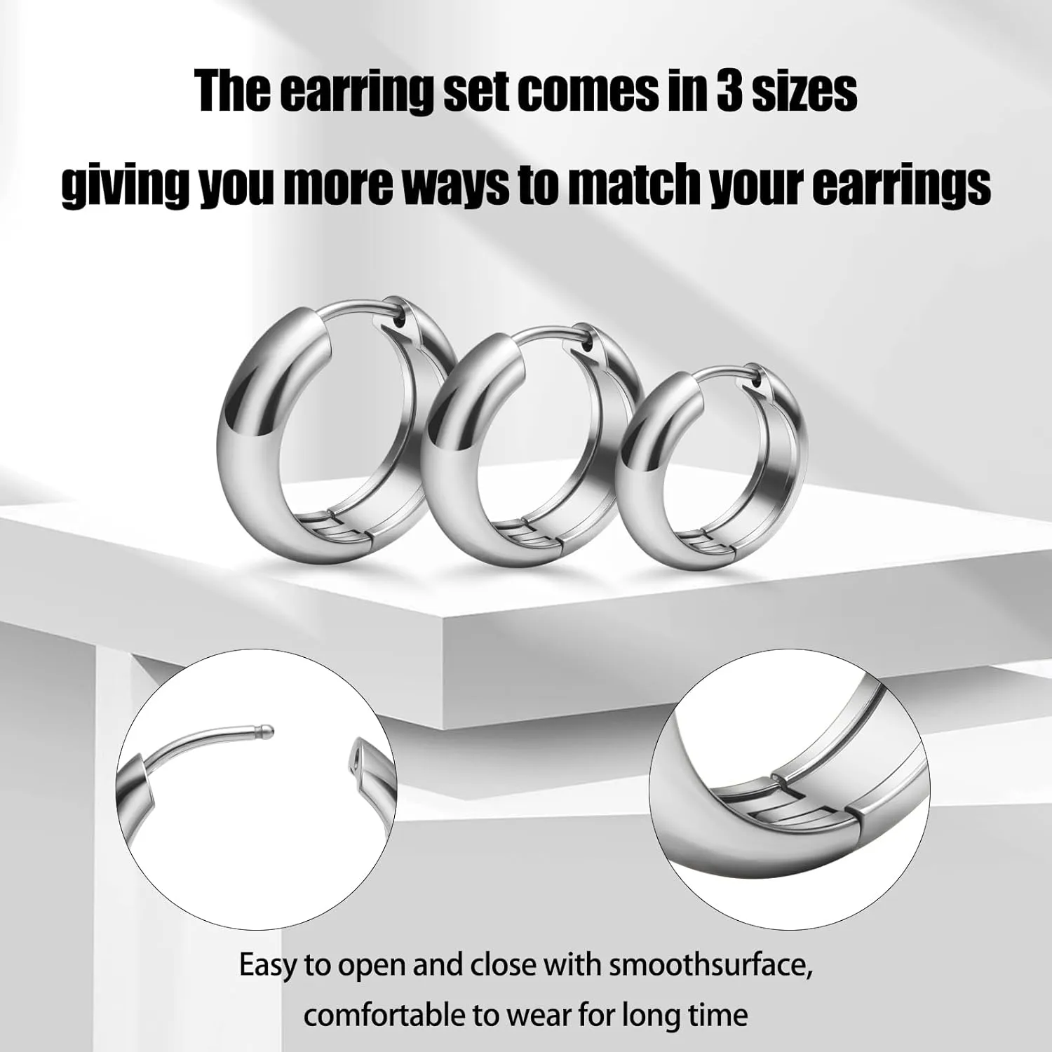 Hoop Earrings Set for Women,14K Gold Plated Hypoallergenic Lightweight Thick Chunky Gold Hoops Huggie Earrings for Women Trendy Jewelry
