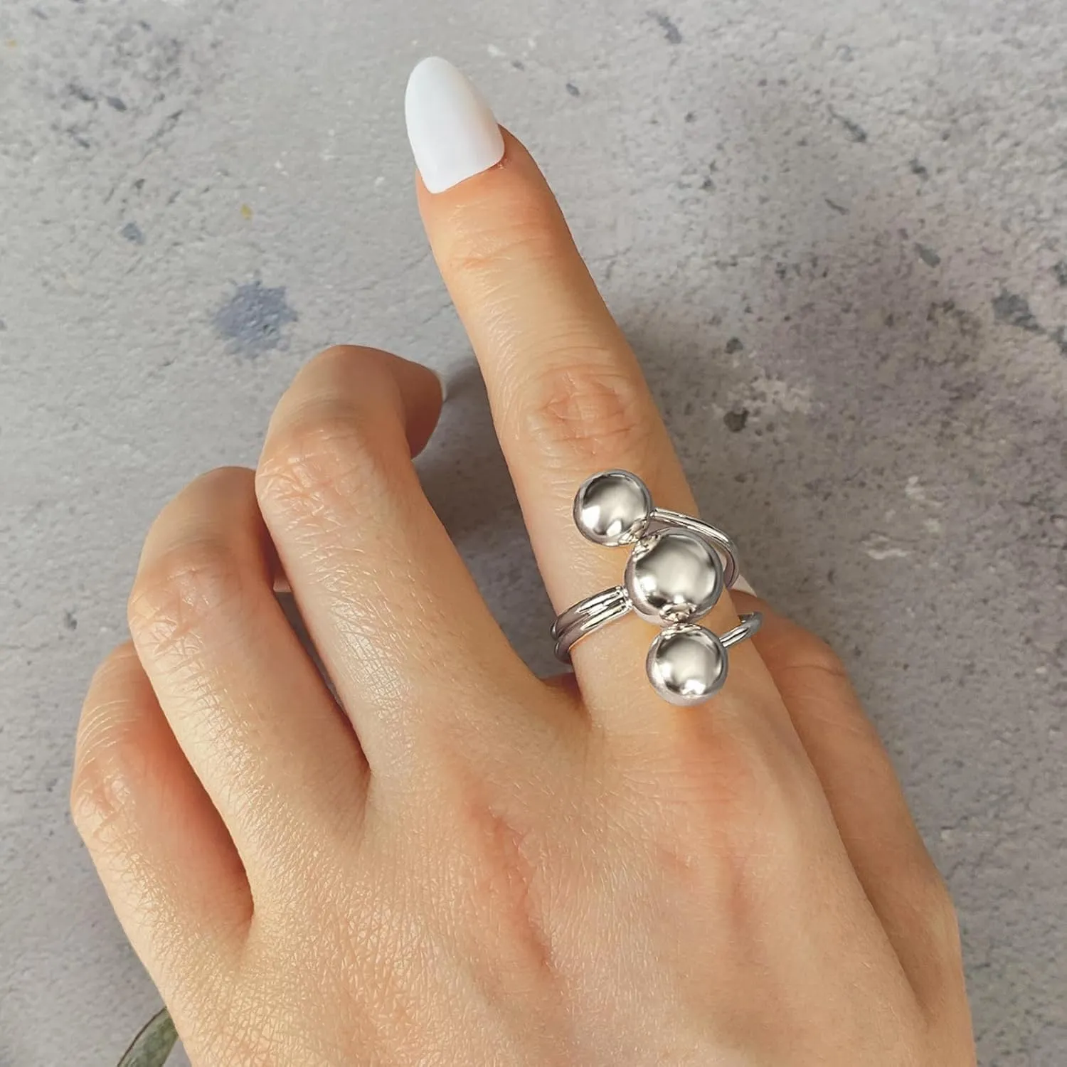 HUASAI Chunky Gold Rings for Women Silver Statement Rings Adjustable Wide Band Rings Irregular Stackable Rings for Women Jewelry Gift