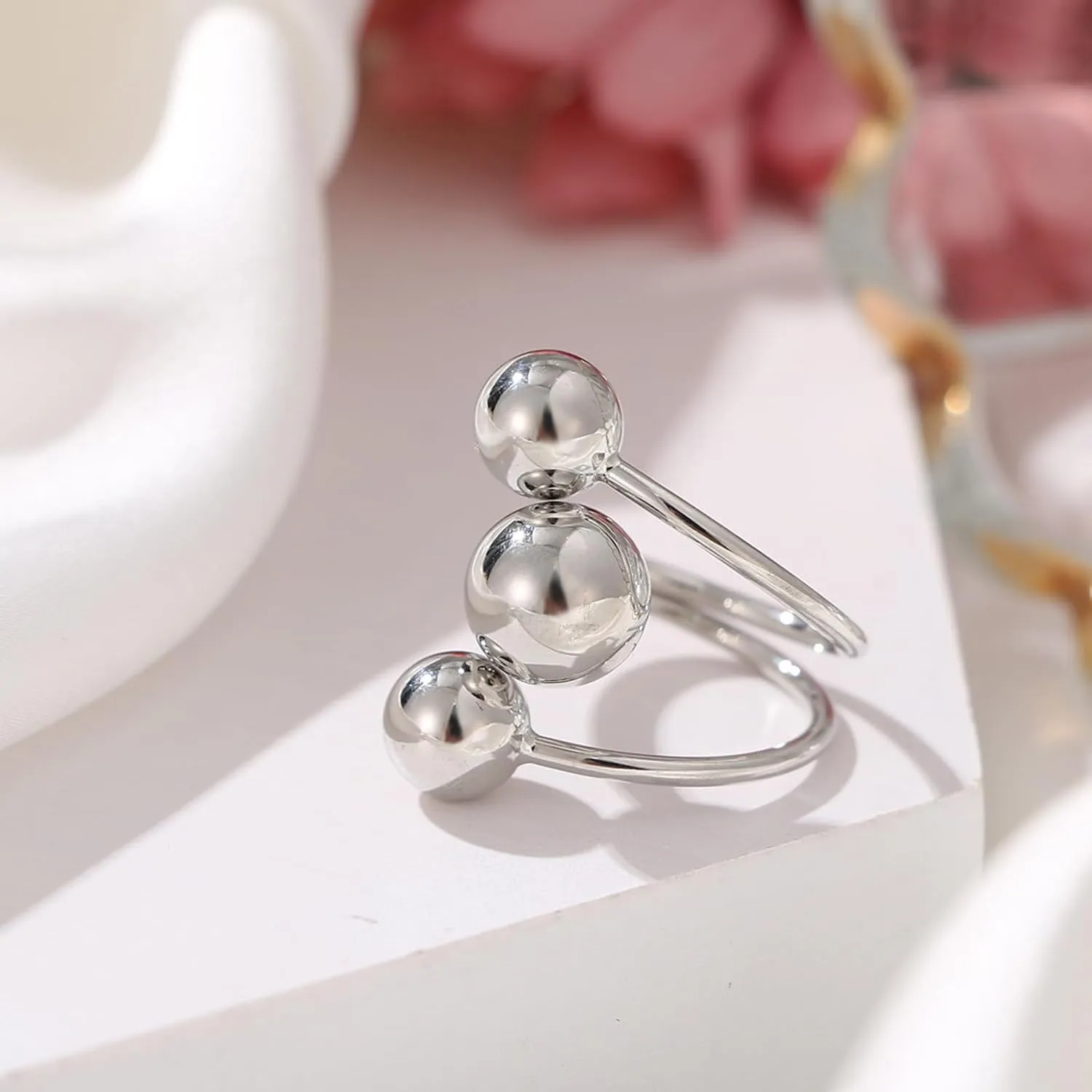 HUASAI Chunky Gold Rings for Women Silver Statement Rings Adjustable Wide Band Rings Irregular Stackable Rings for Women Jewelry Gift