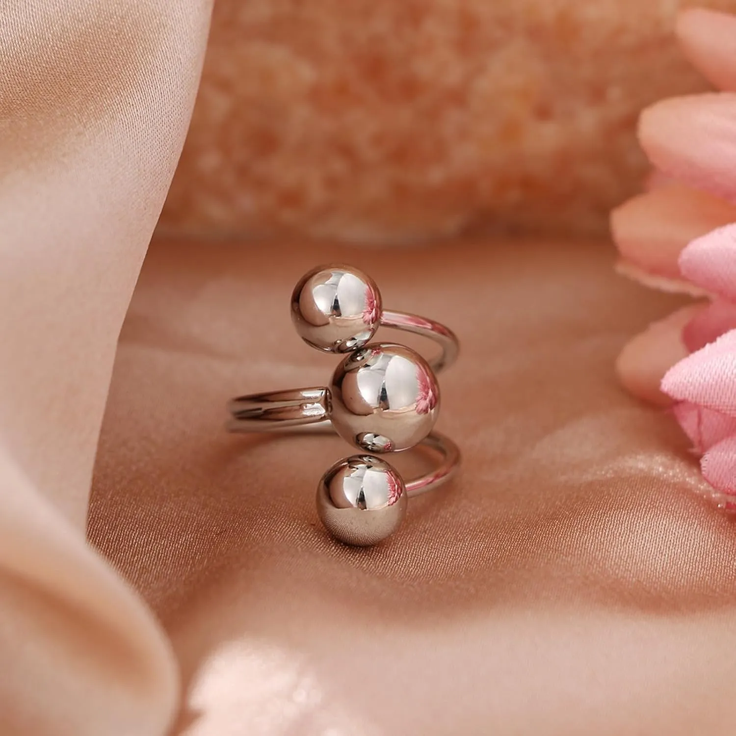 HUASAI Chunky Gold Rings for Women Silver Statement Rings Adjustable Wide Band Rings Irregular Stackable Rings for Women Jewelry Gift