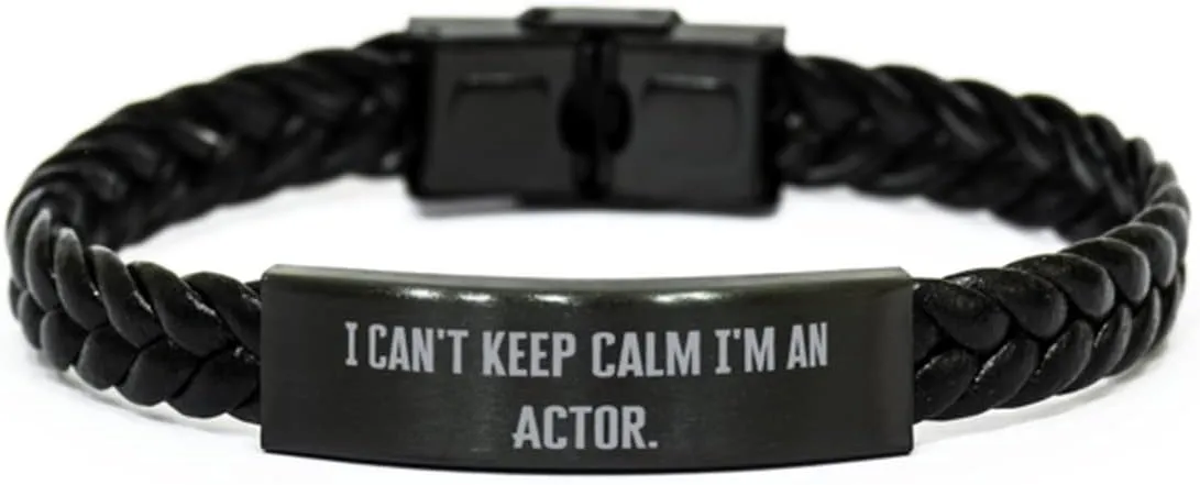 I Can't Keep Calm I'm an Actor. Actor Braided Leather Bracelet, Fun Actor Gifts, Engraved Bracelet for Men Women, Beaded Bracelets, Beaded Jewelry, Friendship Bracelets, Handmade Bracelets, Leather