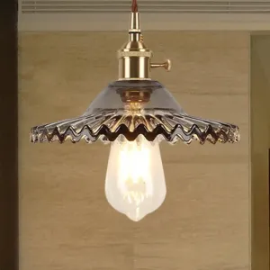 Industrial Brass Scalloped Pendant Light with Glass Shade - 1-Light Hanging Ceiling Fixture for Dining Room - Black/White/Green Design Industrial Brass Scalloped Pendant Light with Glass Shade - 1-Light Hanging Ceiling Fixture for Dining Room - Black/White/Green Design