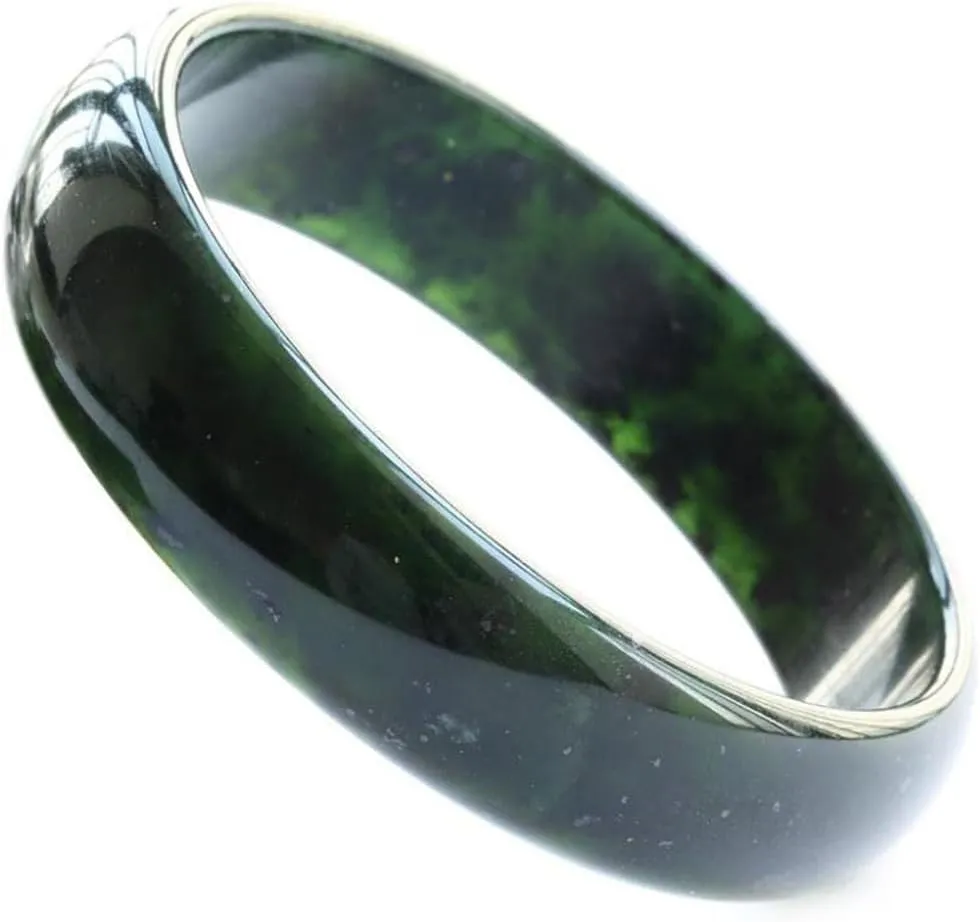 Jade Bangle Bracelet for Women Feng Shui Dark Green Bangle Woman Good Luck Wealth Bracelet