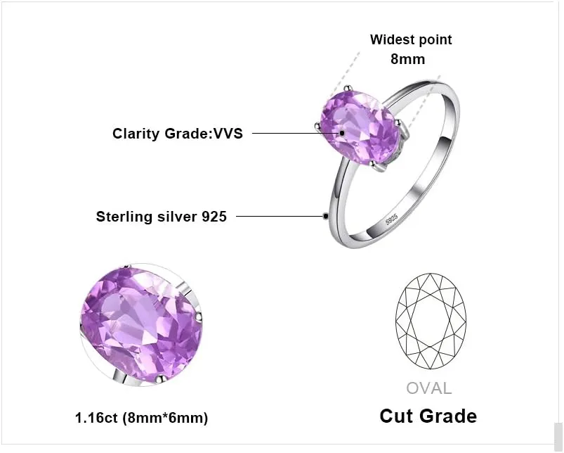 JewelryPalace Class Natural Gemstone Garnet Peridot Amethyst Citrine Blue Topaz Birthstone Solitaire Engagement Rings for Women, Anniversary 14K Gold Plated 925 Sterling Silver Promise Rings for Her