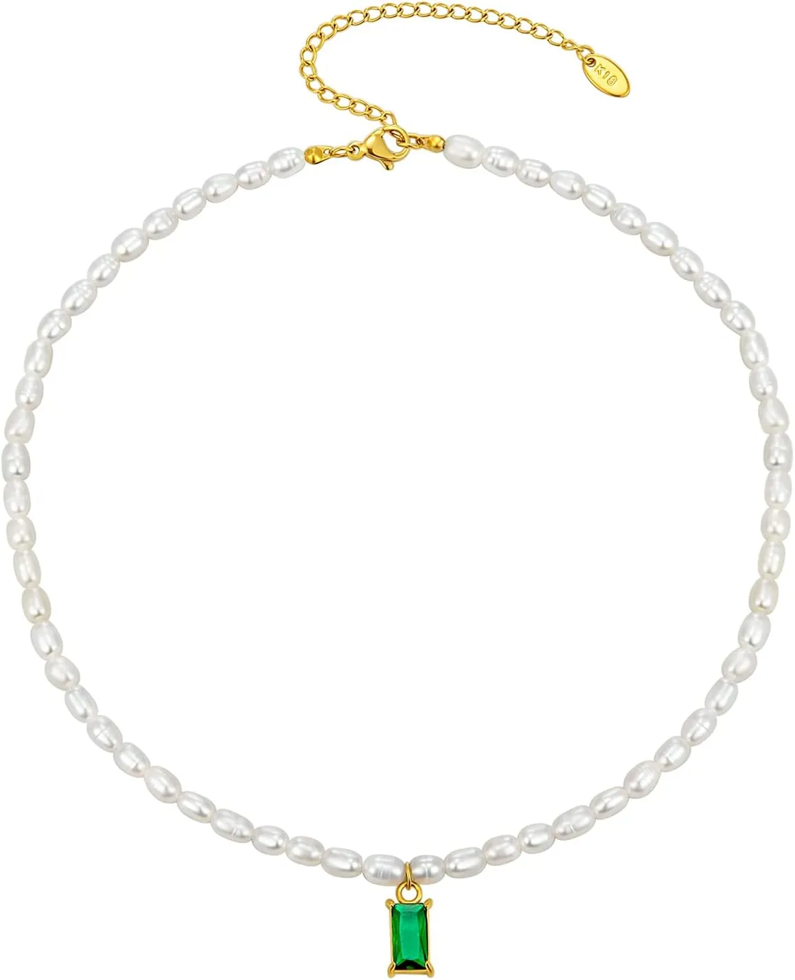 JINHUI Pearl Choker Necklace for Women, Dainty Love Heart/Evil Eye Hamsa Hand/Emerald Cut/Teardrop Birthstone/Star Charm Necklace Jewelry Gift for Her