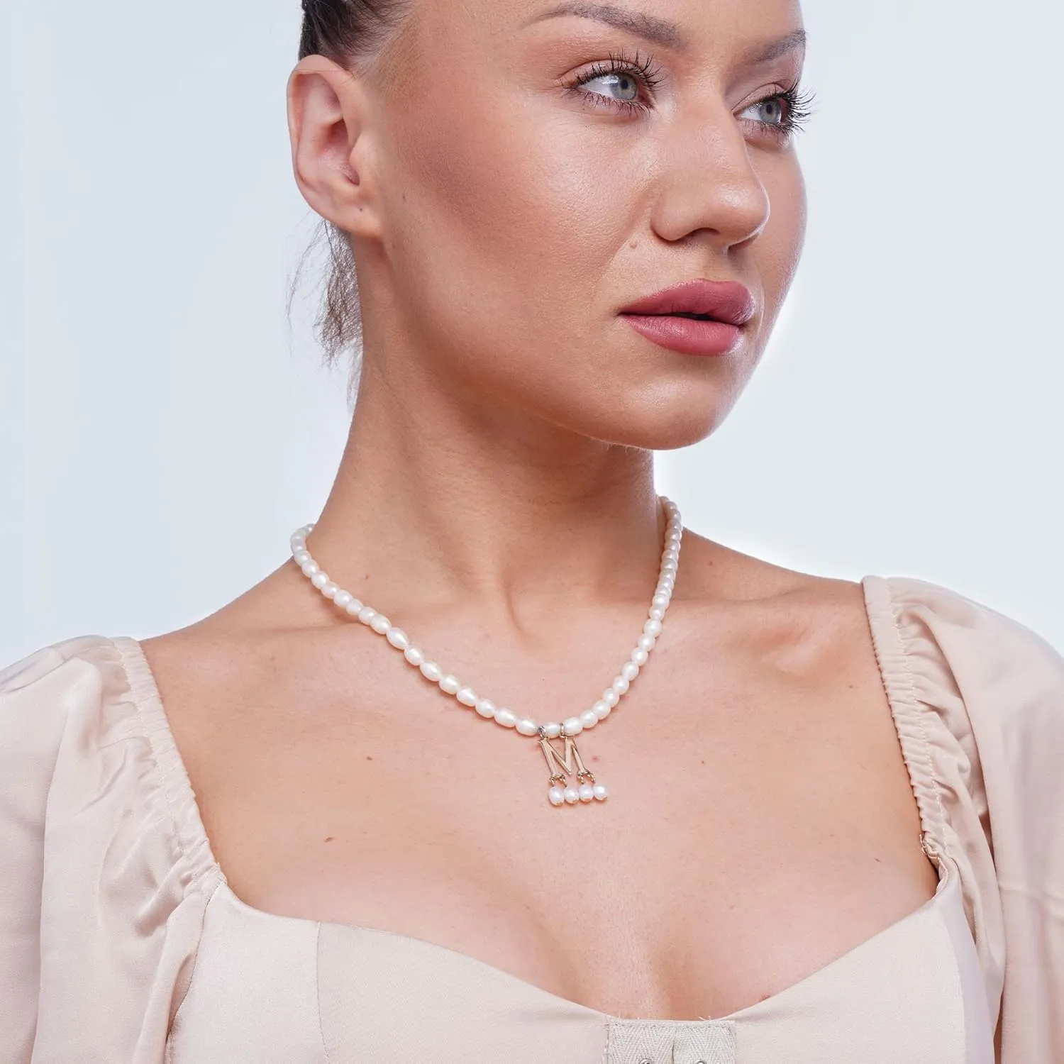 JSJOY Freshwater Pearl Necklace for Women 925 Sterling Silver Gold Initial A-Z Necklaces Anne Boleyn Necklaces Mother's Day Gifts Graduation Gifts 2025 Birthday Gifts for Her