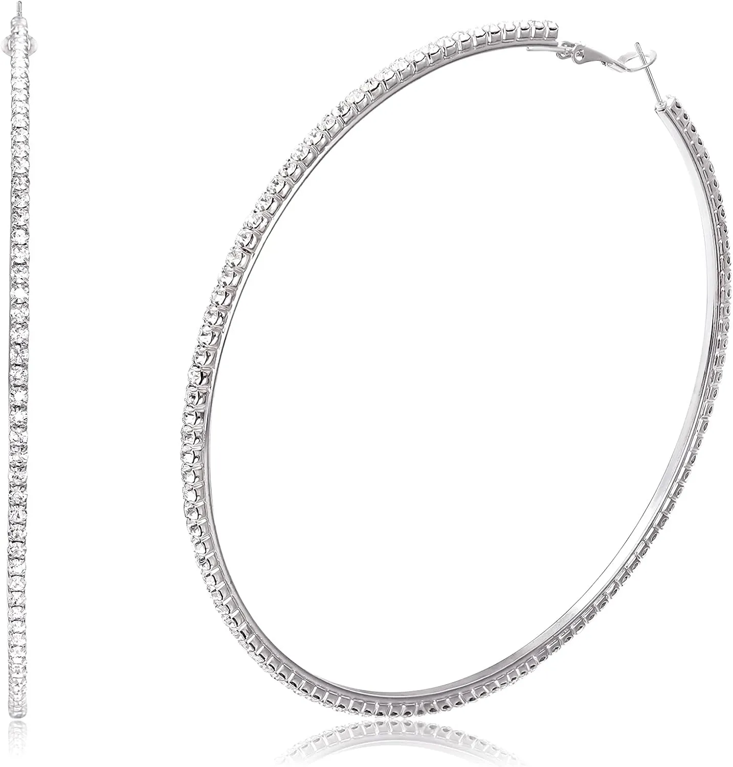 Large Hoop Earrings for Women Rhinestone Crystal Big Circle Hoops Stud Earrings Bridal Wedding Jewelry