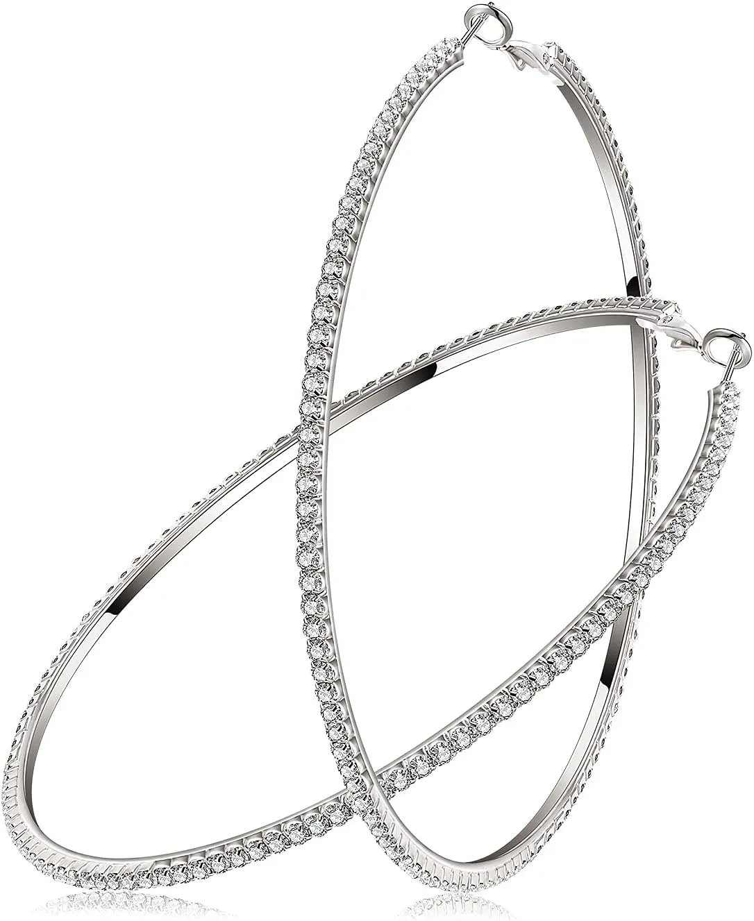 Large Hoop Earrings for Women Rhinestone Crystal Big Circle Hoops Stud Earrings Bridal Wedding Jewelry