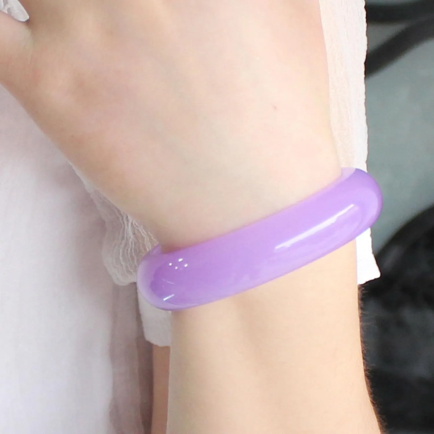 Lavender Jade Bangle Bracelet for Women, Natural Purple Gemstone Jewelry, Good Luck Gift for Wife