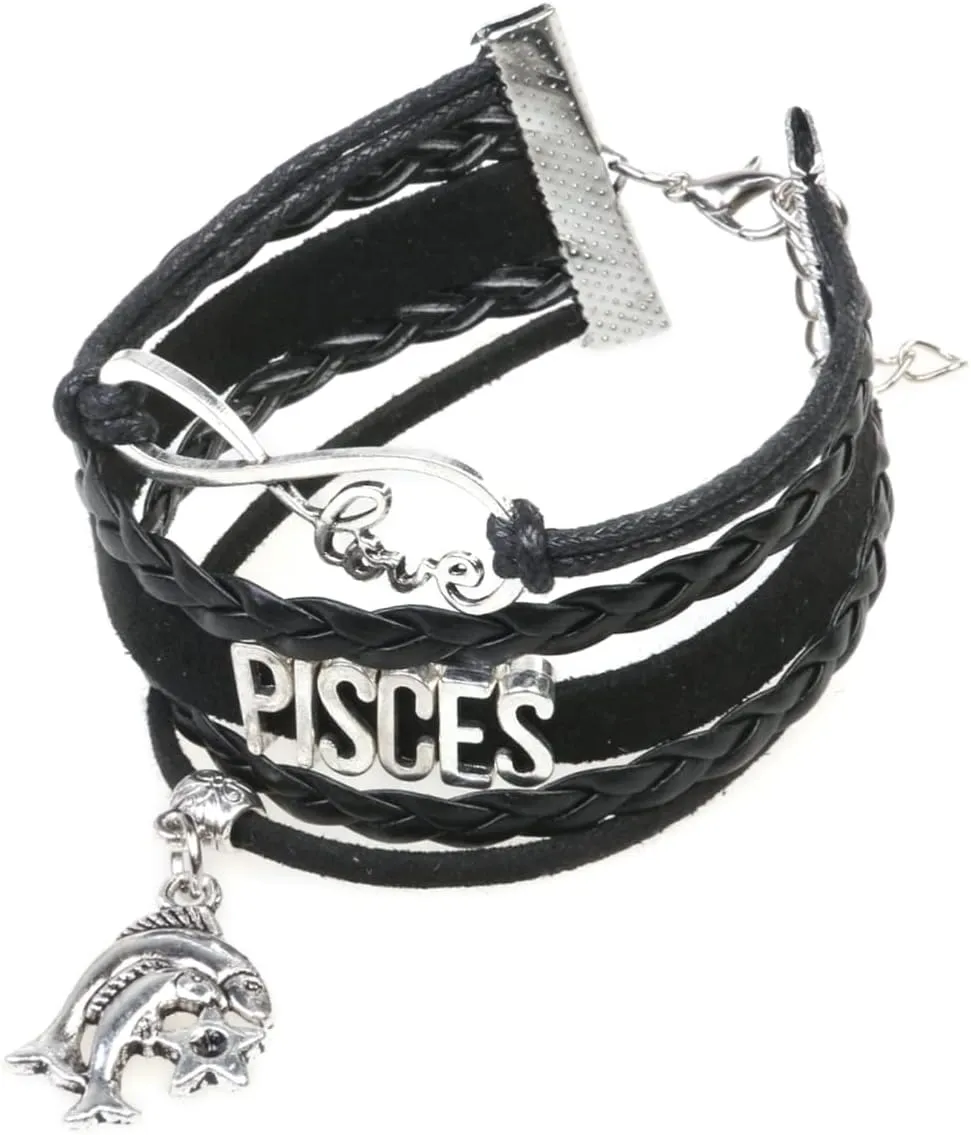 Leather Bracelet for Women Stylish Pendant Wristband for Pisces and Lightweight Design for Handmade Quality Bangle