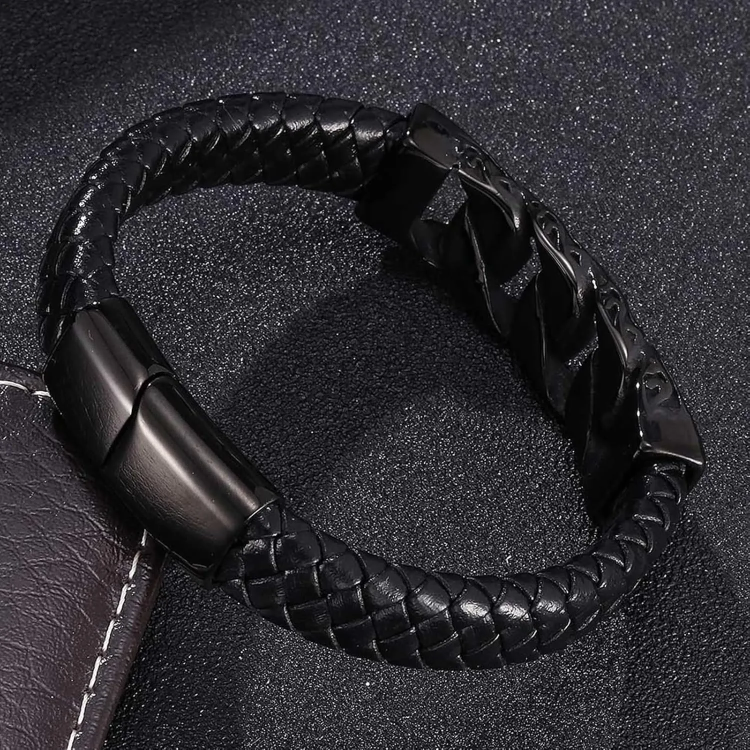Leather Bracelets for Men Goth, Band Bracelets Braided Leather Cord Bracelet Elegant Bracelet