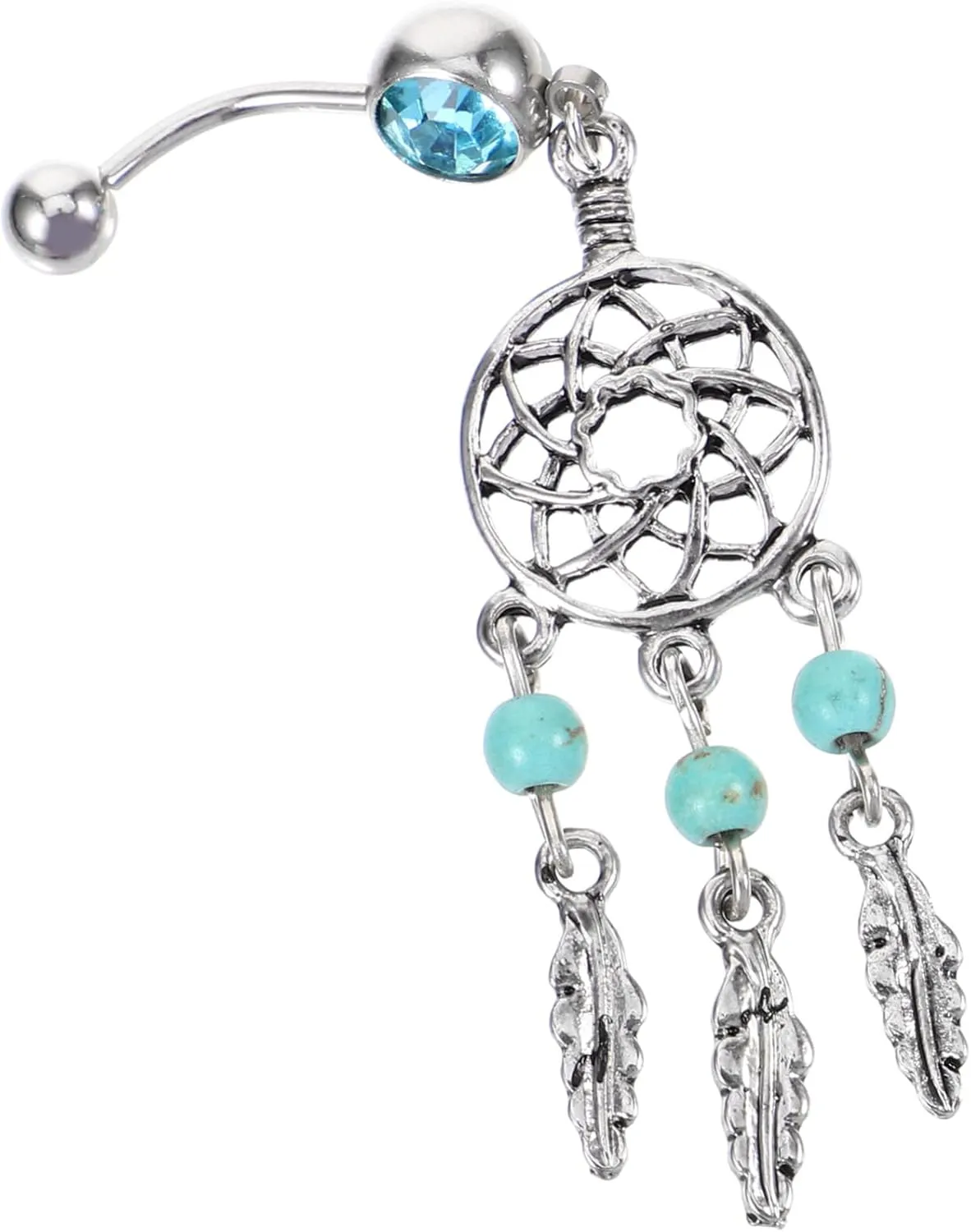LIFKOME Navel Ring Dreamcatcher Design Button Jewelry Belly Button Piercing Ring for Women Fashion Statement