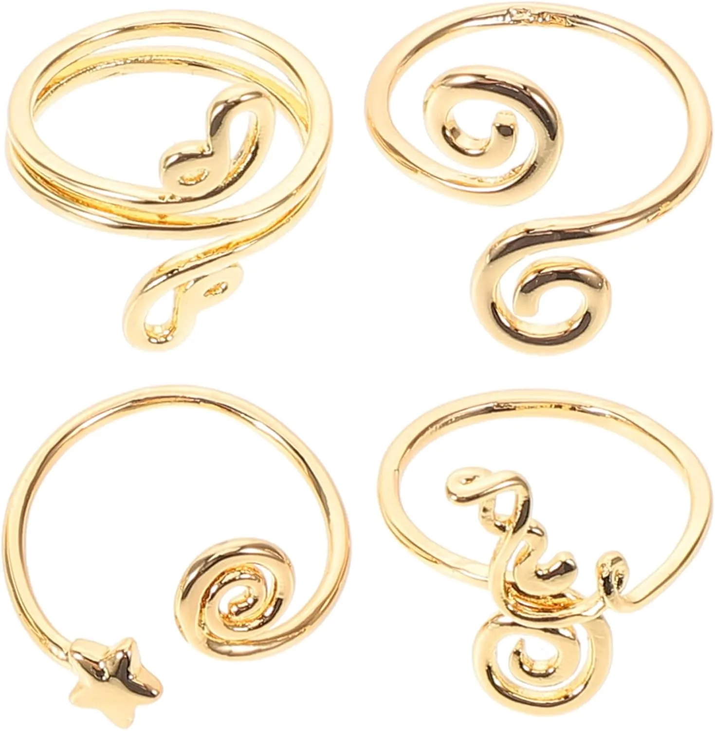 LIFKOME Summer Style Toe Rings Set 4pcs Women's Adjustable Foot Jewelry Zircon Foot Ring Collection Unique Footwear Accessory