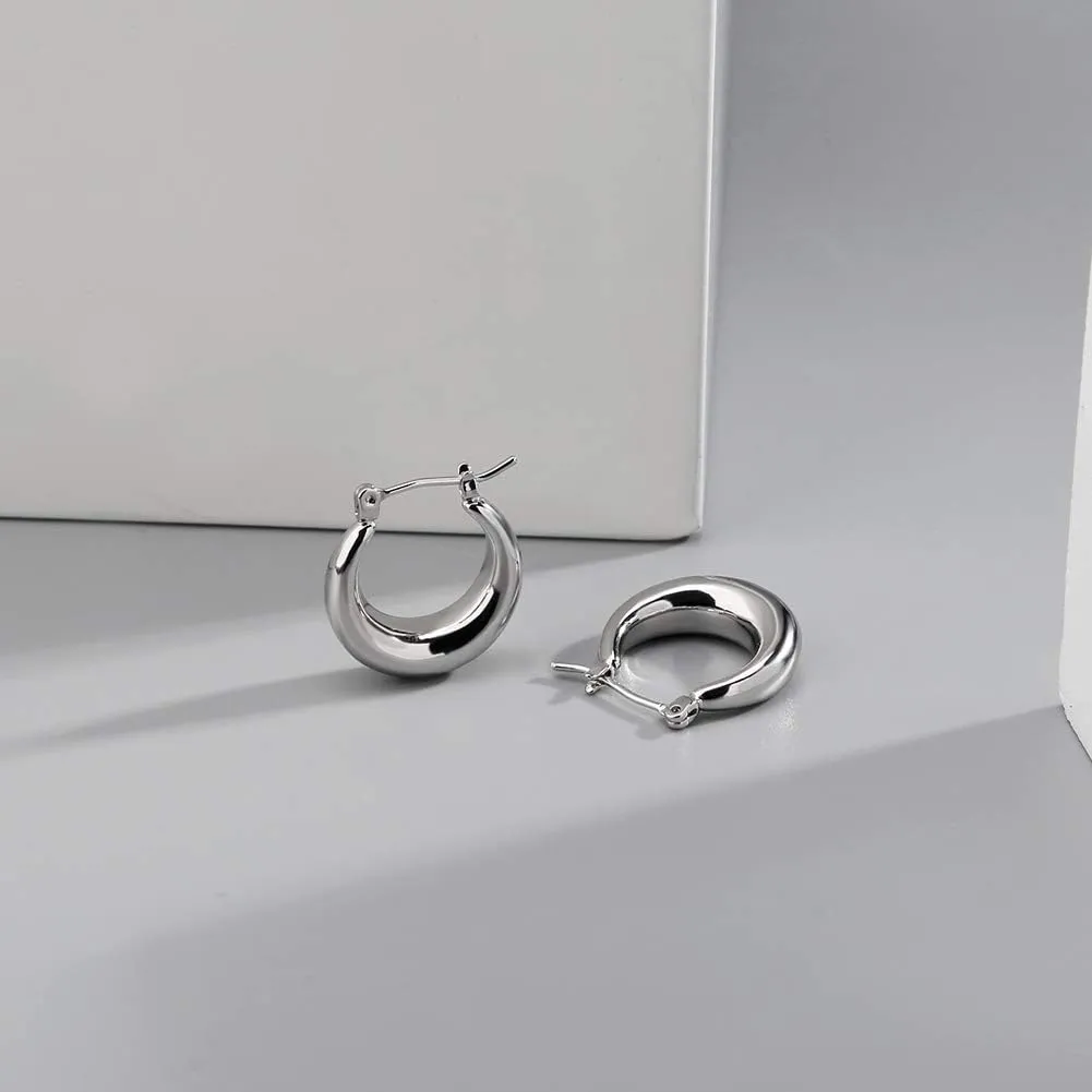 LILIE&WHITE Chunky Gold Hoop Earrings for Women Cute Fashion Hypoallergenic earrings Minimalist Jewelry Gift