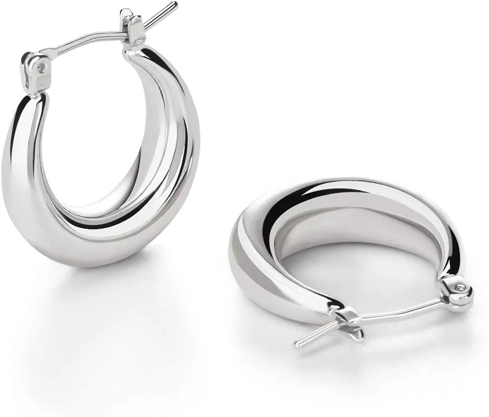 LILIE&WHITE Chunky Gold Hoop Earrings for Women Cute Fashion Hypoallergenic earrings Minimalist Jewelry Gift