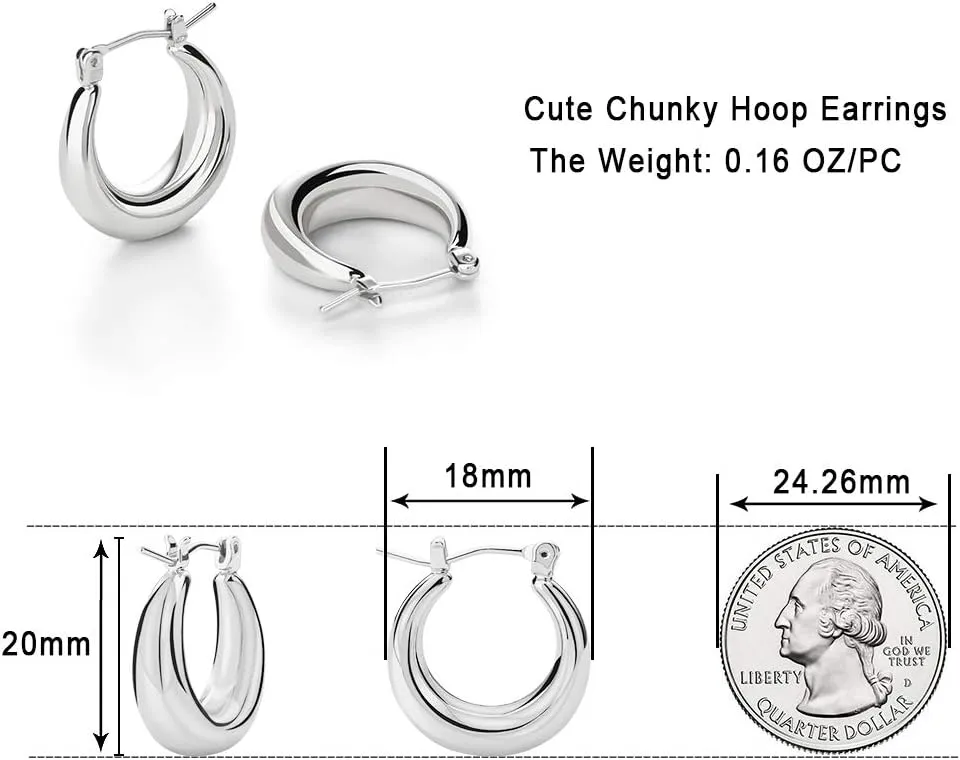 LILIE&WHITE Chunky Gold Hoop Earrings for Women Cute Fashion Hypoallergenic earrings Minimalist Jewelry Gift