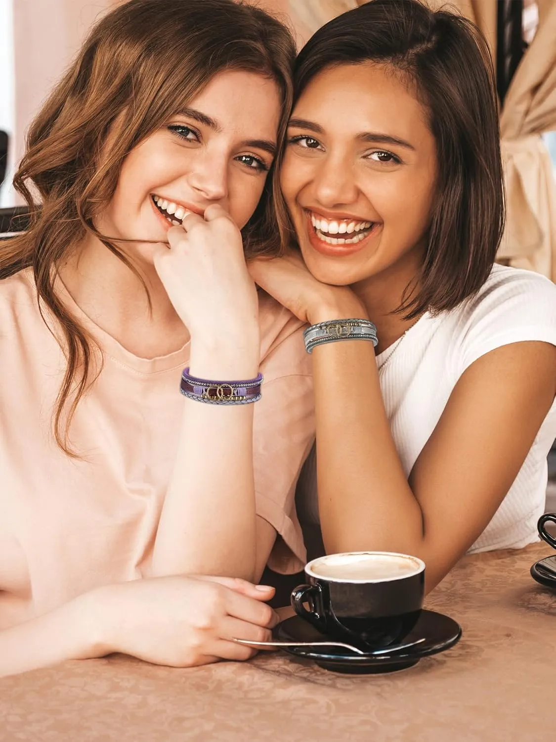Long tiantian Leather Wrap Bracelets Western Jewelry for Women Stackable Layered Heart Bangle Cuff Bracelets Boho Jewelry Western Outfit for Women Birthday Gifts