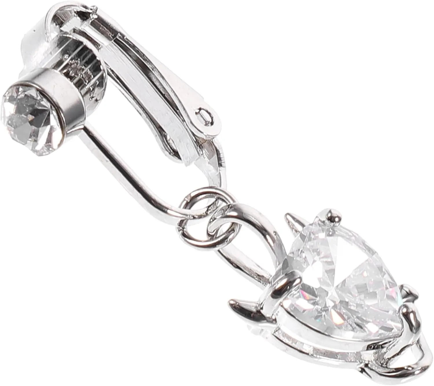 Love Zircon Pendant Belly Button Fake Belly Rings Dangle Belly Ring Fake Belly Ring for Women Fake Navel Ring for Women Navel Rings Fake Body Belly Ring White Zircon Copper