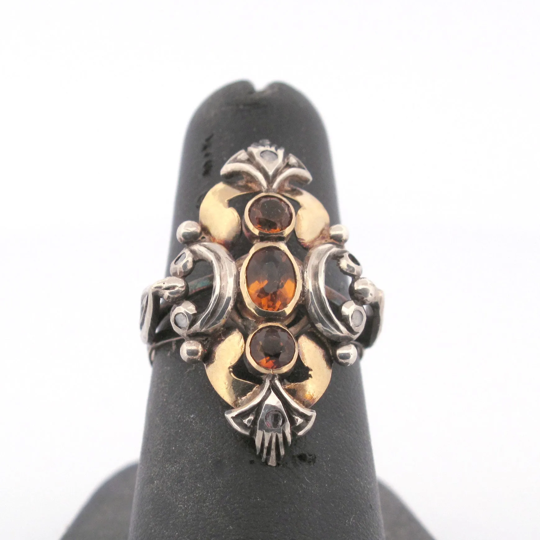 Madiera Topaz and Diamond Portguese Gold Ring, Victorian Georgian. rgvc110