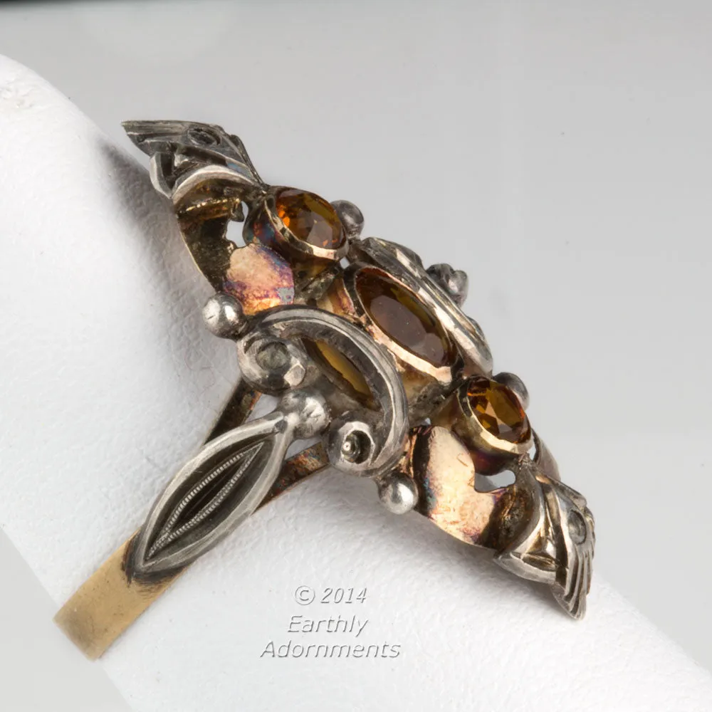 Madiera Topaz and Diamond Portguese Gold Ring, Victorian Georgian. rgvc110