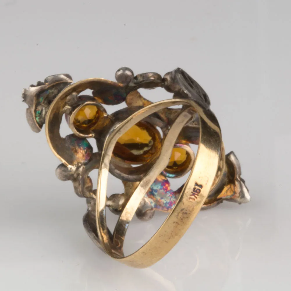 Madiera Topaz and Diamond Portguese Gold Ring, Victorian Georgian. rgvc110