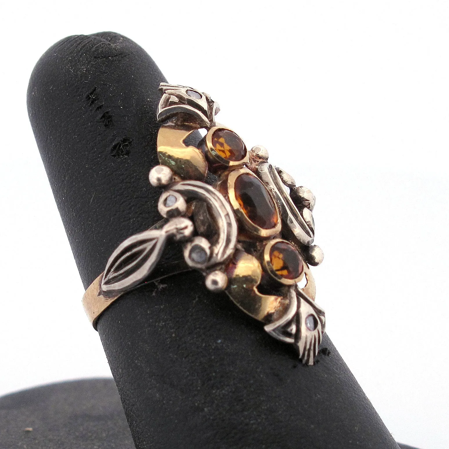 Madiera Topaz and Diamond Portguese Gold Ring, Victorian Georgian. rgvc110