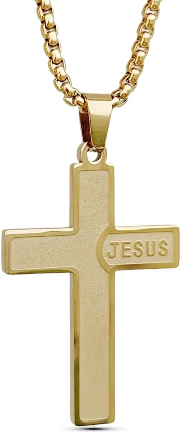 Mens Cross Necklaces Stainless Steel Cross Pendant Necklace For Men