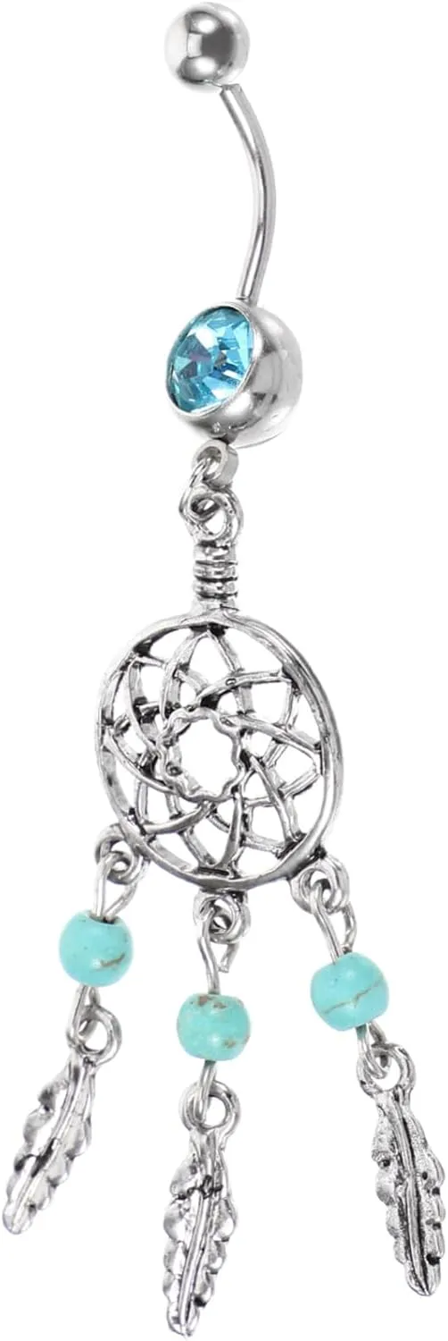 Metal Belly Ring Dreamcatcher Design Belly Button Ring for Women Comfortable Navel Jewelry