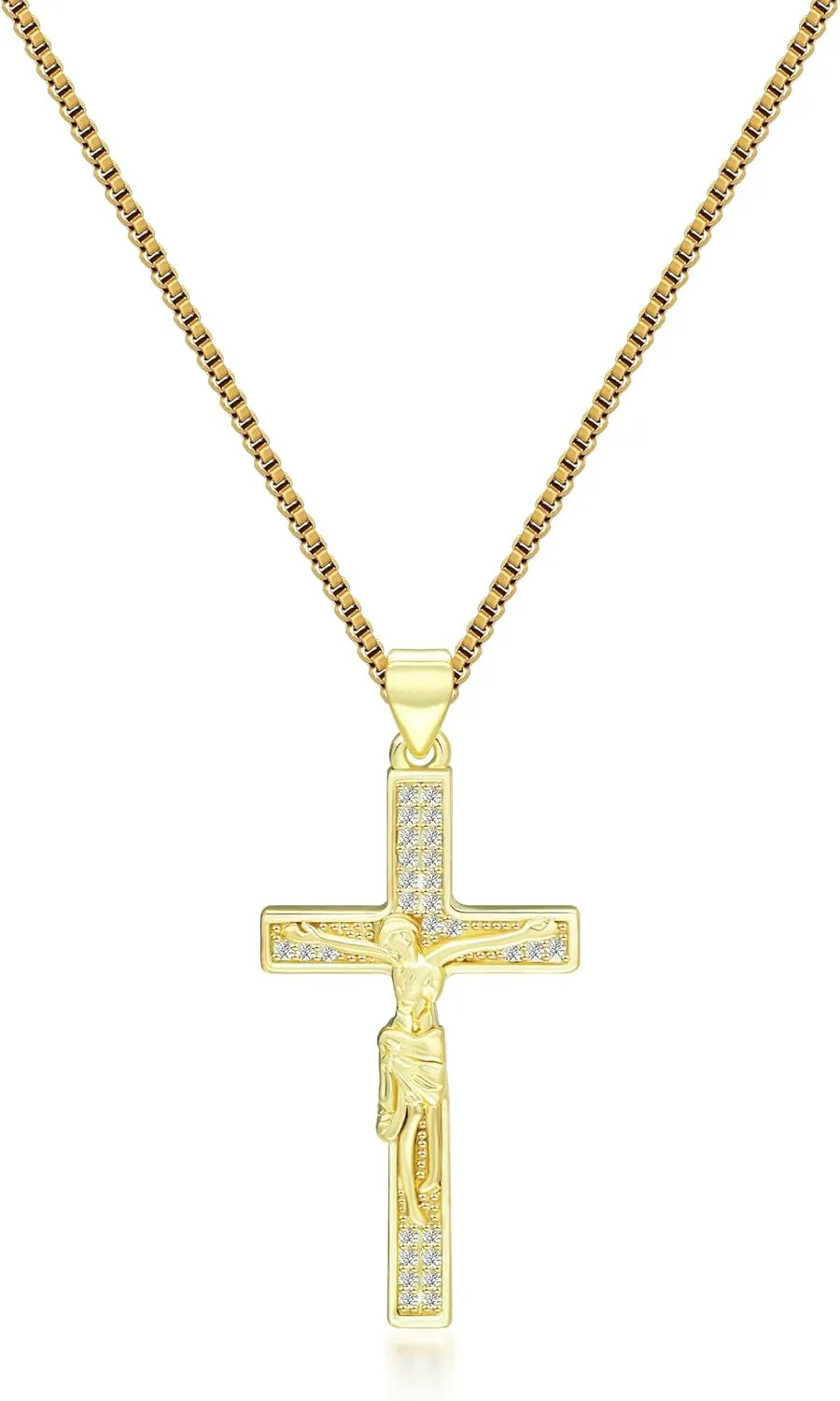 MISS RIGHT Cross Necklace, 18K Gold Silver Plated Cubic Zirconia Cross Necklace for Women | Cross Faith Pendant Necklaces Trendy Stainless Steel Minimalist Jewelry Gifts Gold Mens Cross Necklaces