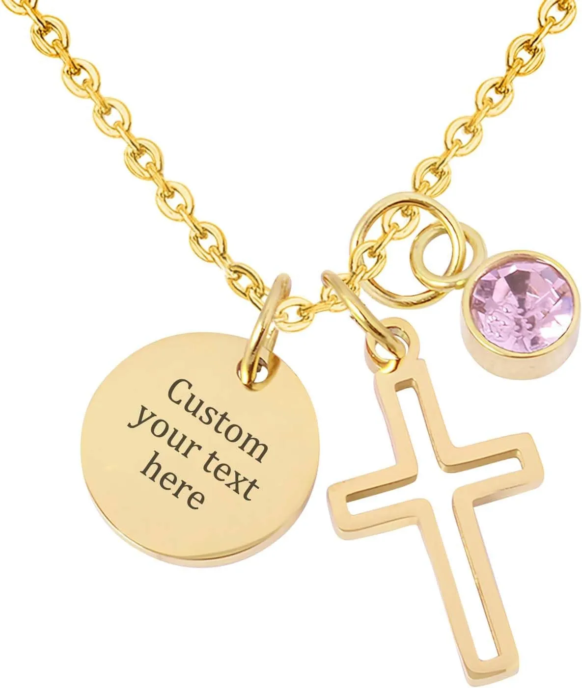 MOTICIUS Custom Name Necklaces for Women Personalized Birthstone Necklace Custom Cross Necklace Initial Necklaces Personalized Name Plate Necklaces Memorial Jewelry Gifts for Women Her