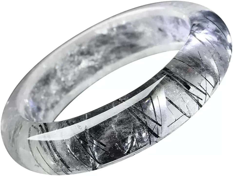 Natural Black Hair Crystal Bracelet Black Flame Vertical Plate Bracelet 58-62mm Fengshui Fashion Jade Bangle bracelet For Women Genuine