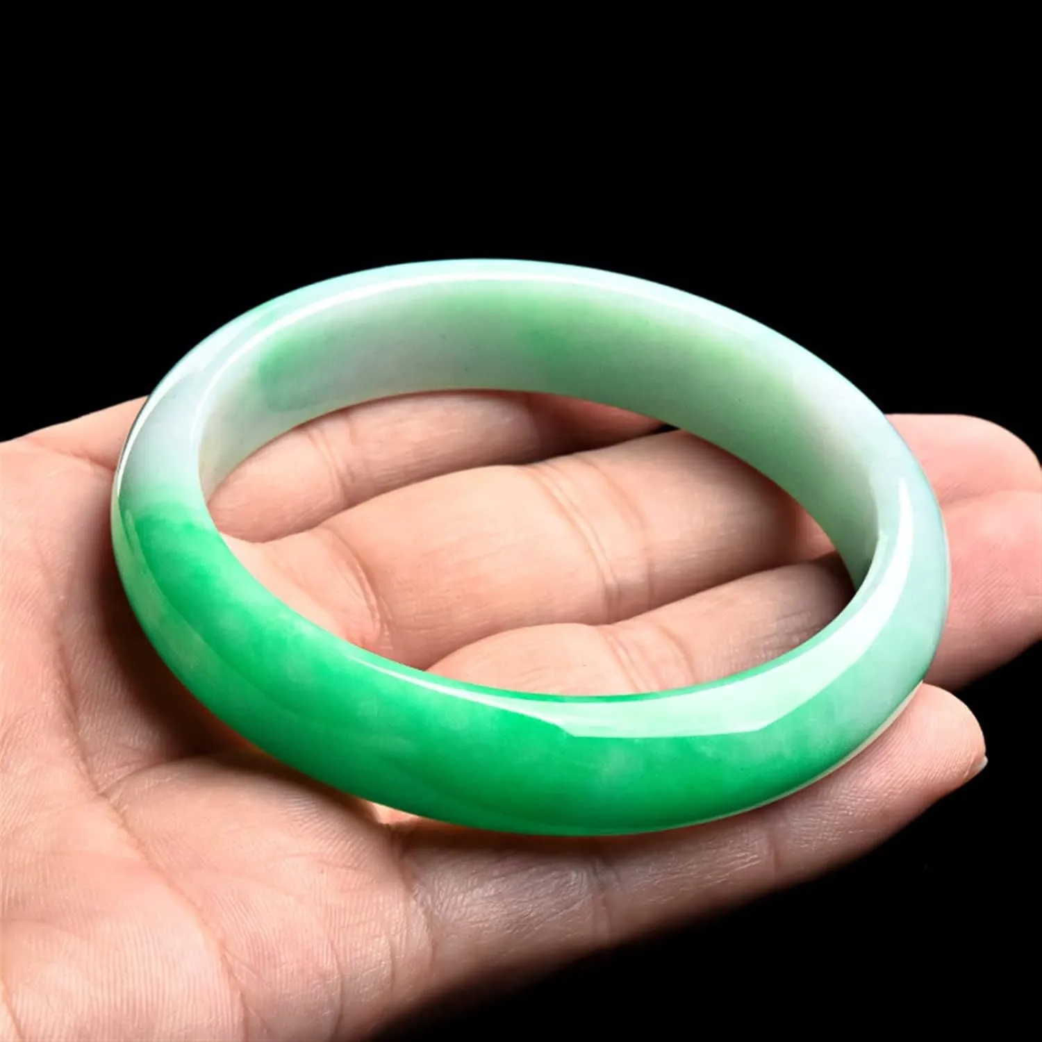 Natural Burmese Jade Bangle Bracelet Genuine Green Floating Flower Jadeite for Women Jewellery Box Gift with Certificate (Size : 62mm)