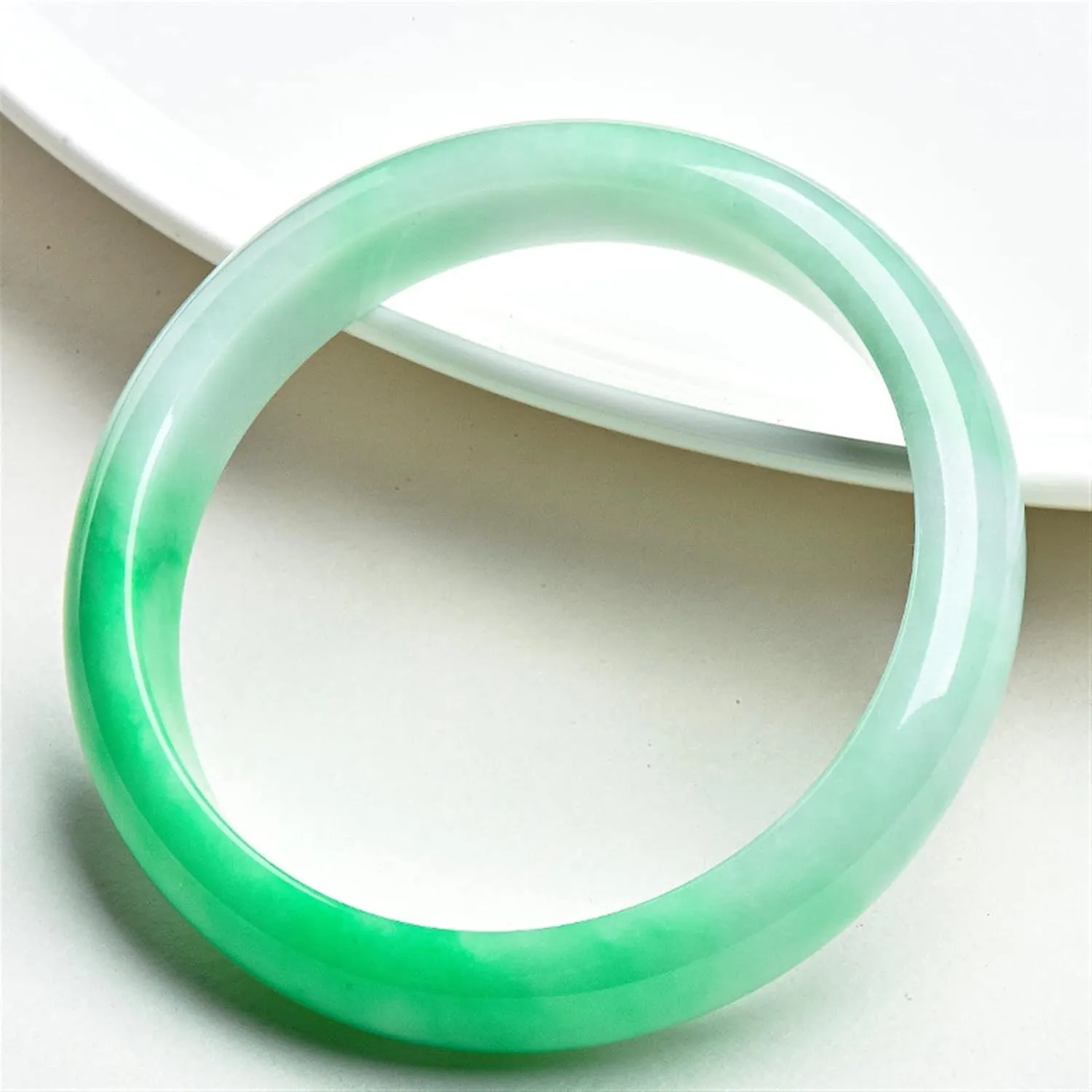 Natural Burmese Jade Bangle Bracelet Genuine Green Floating Flower Jadeite for Women Jewellery Box Gift with Certificate (Size : 62mm)